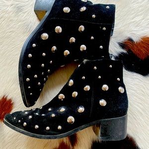Studded Black Suede Bootie
